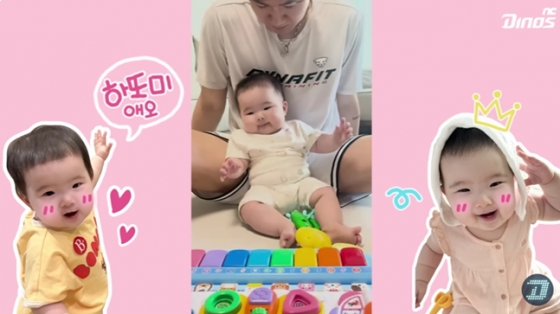 박민우와 딸 박하솜 양. /사진=NC 다이노스 공식 유튜브 갈무리 