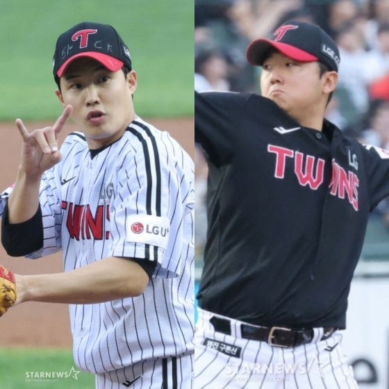 LG 임찬규(왼쪽)와 송승기. /사진=김진경 대기자
