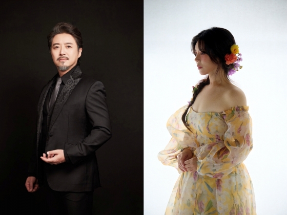 뮤지컬 배우 윤영석(왼쪽)과 윤지인. /사진=두산 베어스 제공