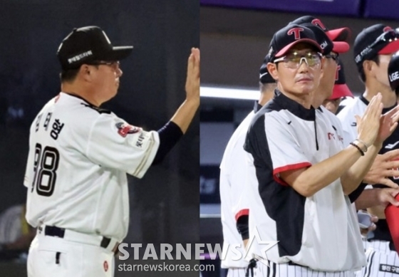 롯데 김태형 감독(왼쪽)과 LG 염경엽 감독. /사진=강영조 선임기자 