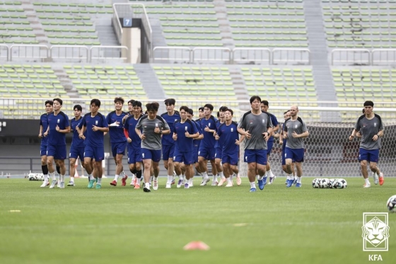 훈련 중인 동아시안컵 축구대표팀. /사진=대한축구협회 제공