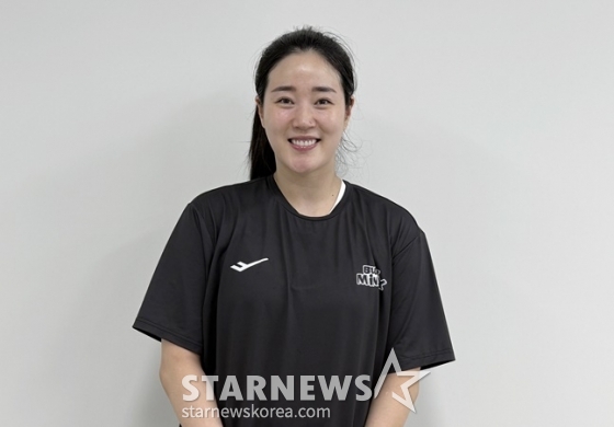 삼성생명 김아름이 9일 열린 도쿄 하네다 비키스와 경기 종료 후 스타뉴스와 인터뷰를 하고 있다. /사진=양정웅 기자 