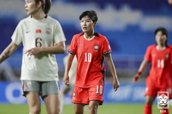 9일 오후 8시 수원월드컵경기장에서 열린 2025 동아시아축구연맹(EAFF) E-1 챔피언십(동아시안컵) 1차전 선발 출전한 지소연(시애틀 레인). /사진=대한축구협회 제공