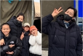 '둘째 임신' 이하늬, 5월에 롱패딩 입고 아이들과