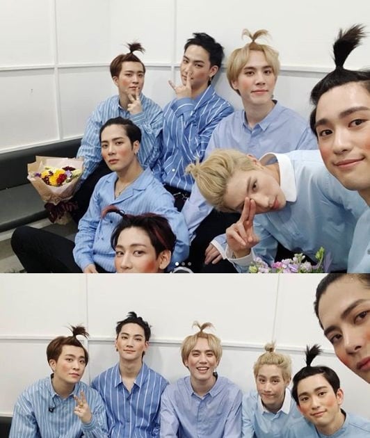 갓세븐, 사과머리X볼터치 귀요미 변신..1위 공약 이행 - 스타뉴스