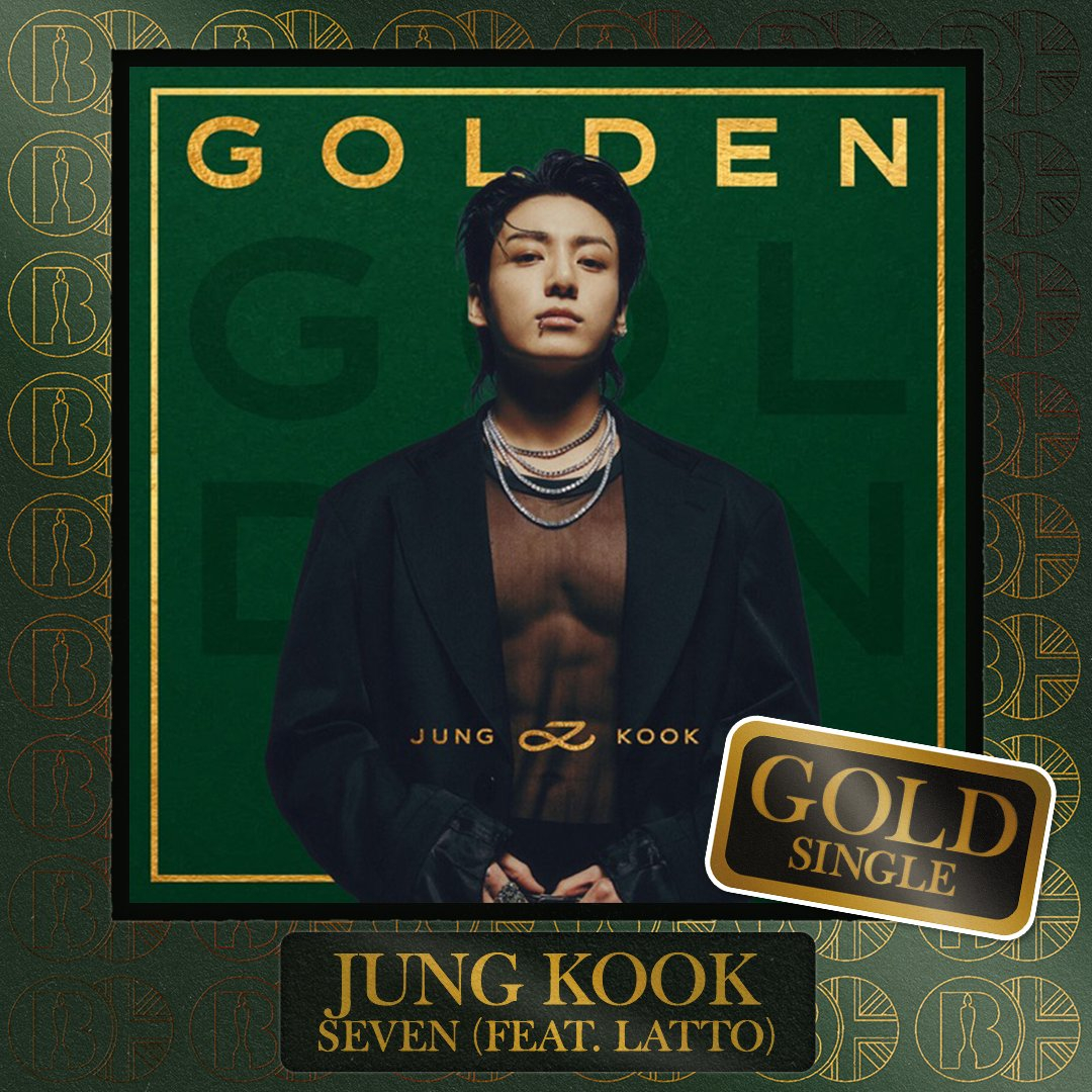 방탄소년단 정국 'Seven', 英음반산업협회 '골드' 인증 획득..K