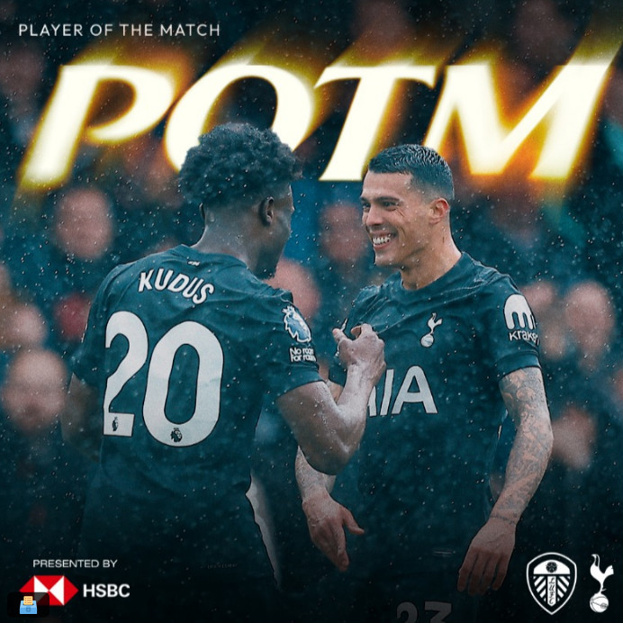 'SON 없어도 잘 나가네' 토트넘, 리즈 원정 2-1 승리 'EPL 3위 등극'... 텔·쿠두스, 나란히 시즌 첫 골 터졌다