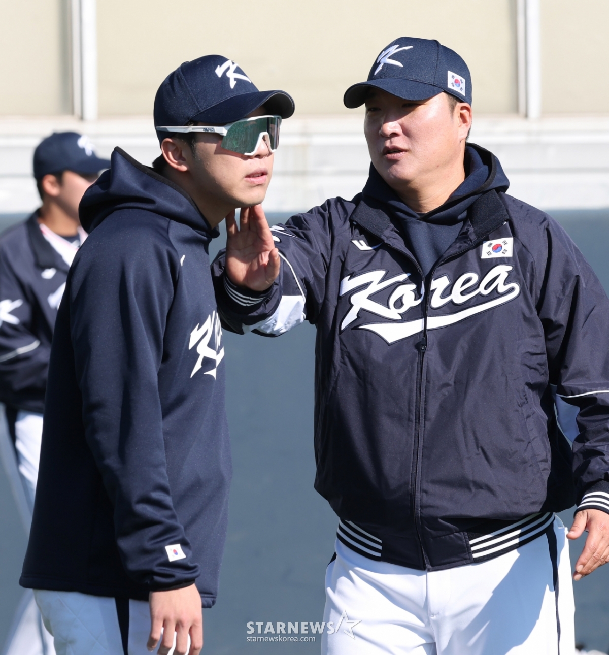 국가대표 훈련장 이진영 코치