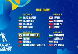 [公式] 韓国、イエメン・ベトナム・UAEとU17アジアカップC組を編成