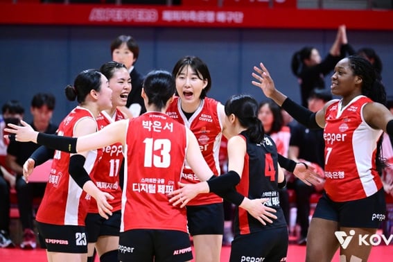 "Взрыв против треугольника на 56 очков" Пеппер, "относительные 4 победы и 1 поражение" победа в закрытии строительства Hyundai [V-лига]