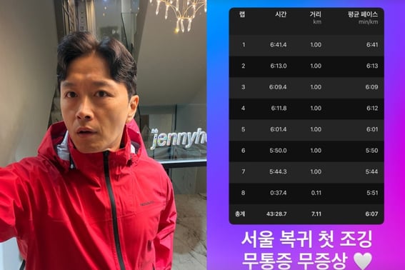 "Cured up for thyroid cancer." Jin Tae-hyun completed 7km. "Asymptomatic painless." [Star Issue]