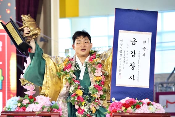 '4大メジャー金剛長者を制覇' キム・ギス、太安の新年長者相撲大会で通算11回目の花嫁行列に上がった