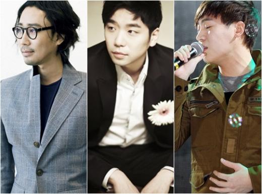 (왼쪽부터)정재형, 이적, 존박