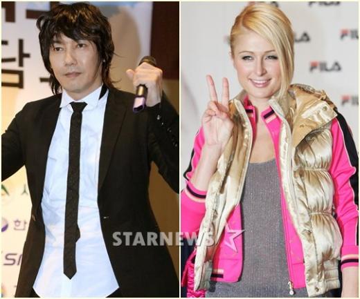 가수 김장훈(왼쪽)과 패리스 힐튼 ⓒ사진=장문선 인턴기자, 스타뉴스