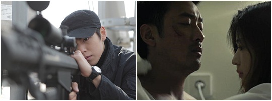 배우 공유(왼쪽) 김수현/사진=영화 '용의자' 스틸, '은밀하게 위대하게' 예고편 영상 중