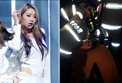 수빈(왼쪽)과 수빈의 교통사고 현장 /사진제공=울산소방본부