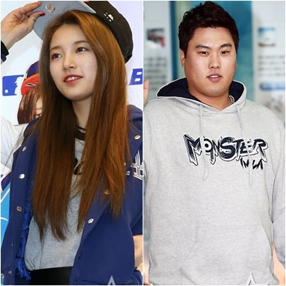 수지(왼쪽)과 류현진 /사진=스타뉴스