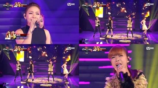 엠넷 '슈퍼스타K6' 첫 생방송 무대에서 노래 중인 미카.