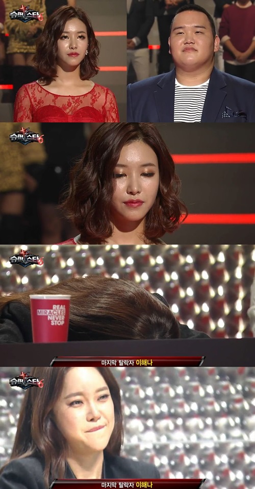 엠넷 '슈퍼스타K6' 첫 생방송 무대에서 이해나가 탈락하는 순간. 심사위원 백지영이 크게 아쉬워하고 있다. /사진=화면캡처