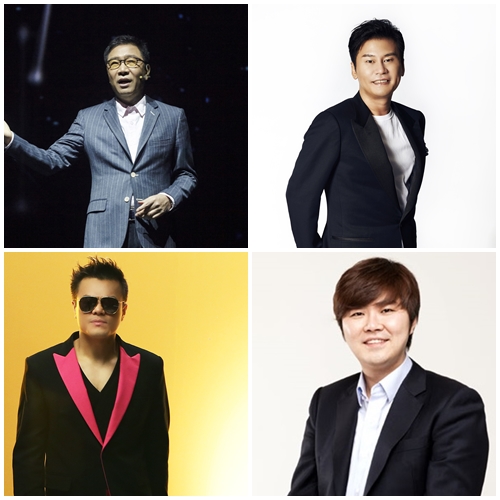 SM, YG, FNC, JYP 수장들인 이수만 양현석 한성호 박진영(왼쪽 위부터 시계 방향, 사진출처=각 회사)