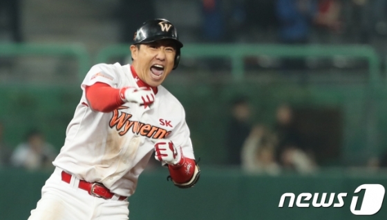 SK 김강민 /사진=뉴스1