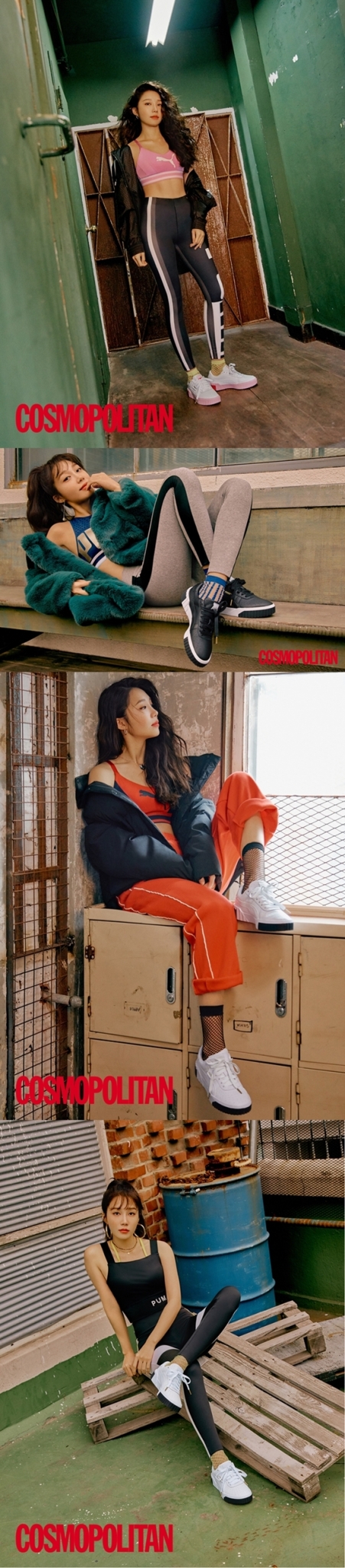 정은지가 스포티한 화보룩을 선보였다. / 사진제공=코스모폴리탄, 푸마