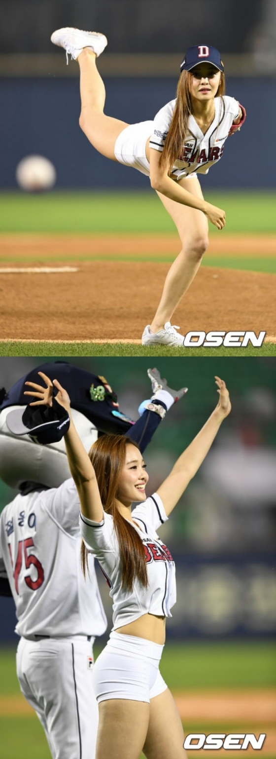 일본 야구 매체 풀카운트가 '머슬퀸' 최설화의 시구를 명장면으로 소개했다. /사진=일본 풀카운트 캡처