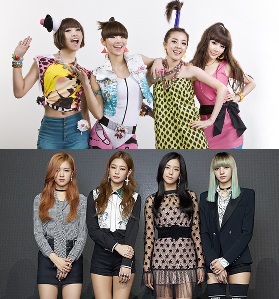 2009년 데뷔 당시 2NE1의 모습(위)과 2016년 데뷔 당시 블랙핑크(BLACKPINK)의 모습 /사진=YG엔터테인먼트