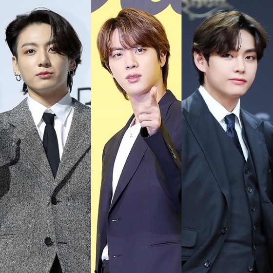 (왼쪽부터) 방탄소년단 멤버 정국, 진, 뷔 /사진=스타뉴스