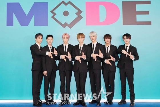 NCT DREAM 마크, 런쥔, 제노, 재민, 지성, 해찬, 천러가 28일 오후 온라인으로 진행된 정규 2집 'Glitch Mode' 기자간담회에 참석해 포즈를 취하고 있다. 2022. 03. 28 <사진=SM> /사진=임성균 기자 tjdrbs23@