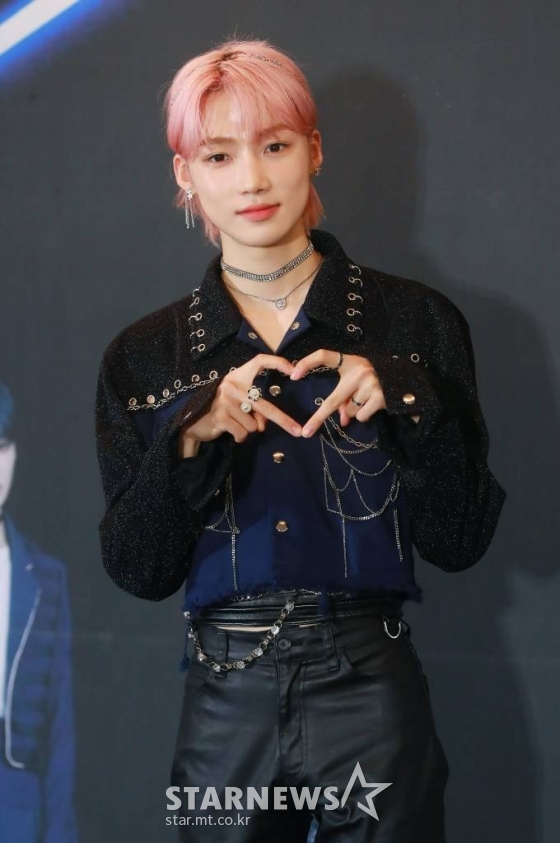그룹 더보이즈(THE BOYZ) 뉴가 7일 오후 서울 올림픽공원 KSPO DOME에서 진행된 첫 월드 투어 '더비존'(THE BOYZ WORLD TOUR : THE B-ZONE IN SEOUL ENCORE) 기자간담회에 참석해 포즈를 취하고 있다. /2022.08.07 /사진=이동훈 기자 photoguy@