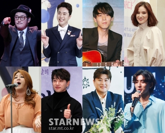 바비킴(사진 왼쪽 위부터 시계방향으로), 조성모, 하동균, 거미, 잔나비의 최정훈, 김호중, 황치열, 이영현./사진=이동훈 기자 photoguy@, 김창현 기자 chmt@, 김휘선 기자 hwijpg@