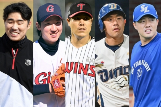 (왼쪽부터) 신본기, 강윤구, 김진성, 이명기, 오선진. /사진=OSEN