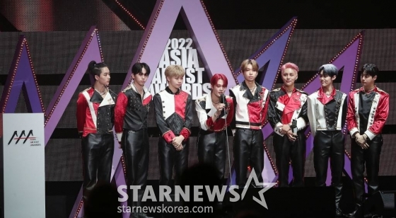 그룹 TFN이 13일 오후 일본 나고야 니혼가이시홀에서 열린 스타뉴스-미디어보이 주최 '2022 Asia Artist Awards IN JAPAN'(2022 아시아 아티스트 어워즈, 이하 2022 AAA)에서 포텐셜 가수 부문을 수상한 뒤 소감을 말하고 있다.  스타뉴스와 미디어보이가 주최하고 Asia Artist Awards 조직위원회와 더스타파트너, 컬쳐 엔터테인먼트가 공동 주관하는 글로벌 NO.1 시상식 '2022 AAA'에는 올 한 해 동안 국내외에서 많은 사랑을 받은 가수, 배우들이 참석해 눈을 뗄 수 없는 화려한 글로벌 축제의 장을 펼친다. 2022.12.13 /사진=김창현 기자 chmt@