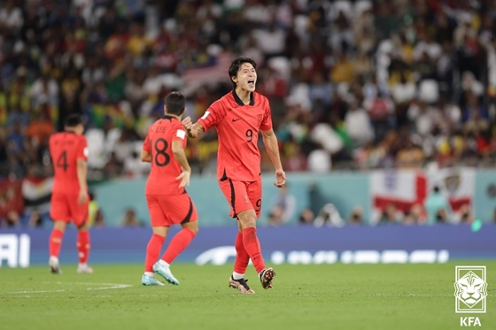 조규성(등번호 9번). /사진=대한축구협회 제공