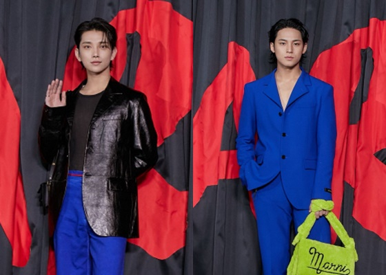 세븐틴 조슈아(왼쪽)와 민규 /사진제공=마르니(MARNI)