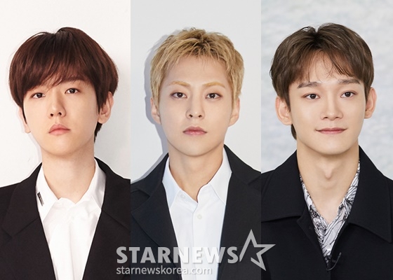 엑소 백현, 시우민, 첸(왼쪽)