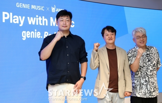 주스 김준호 대표, 지니뮤직 박현진 대표, 김형석 프로듀서 /사진=김창현 기자