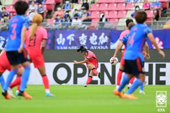 한일전에서 활약한 이영주(가운데). /사진=대한축구협회 제공