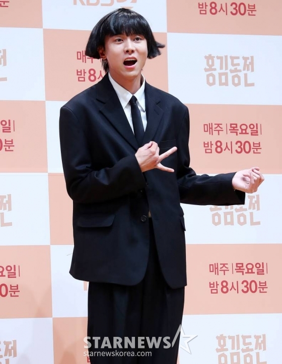 방송인 주우재가 14일 오후 서울 영등포구 여의도 KBS 아트홀에서 진행된 예능 '홍김동전' 1주년 기자간담회에 참석해 포즈를 취하고 있다. 2023.07.14 /사진=김창현 기자 chmt@