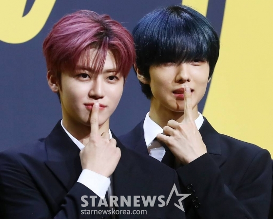 보이 그룹 NCT DREAM(엔시티 드림) 재민, 지성이 17일 오후 서울 송파구 롯데호텔 월드에서 진행된 정규 3집 'ISTJ'(아이에스티제이) 발매 기념 기자간담회에 참석해 포즈를 취하고 있다. 이번 앨범명과 동명의 타이틀 곡 'ISTJ'는 하이브리드 힙합 댄스 곡으로 가사에는 MBTI의 정형화된 틀을 깨고, ISTJ인 상대를 해석하는 나만의 방법을 가졌다는 ENFP의 자신감에 찬 이야기를 담았으며 NCT DREAM만의 색깔로 해석한 MBTI는 어떤 매력일지 궁금증을 고조시킨다. 2023.07.17 /사진=김창현 기자 chmt@
