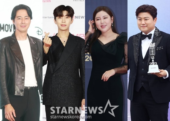 조인성(왼쪽부터), 임영웅, 송가인, 김호중/사진=스타뉴스