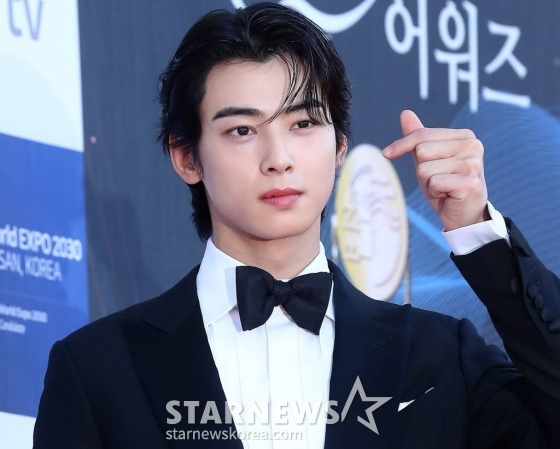 아스트로 차은우가 19일 오후 인천 파라다이스 시티에서 열린 '제2회 청룡시리즈어워즈(Bluedragon Series Awards)' 레드카펫 행사에 참석하고 있다.  '청룡시리즈어워즈'는 넷플릭스부터 디즈니+(플러스), 시즌, 애플TV+(플러스), 왓챠, 웨이브, 카카오TV, 쿠팡플레이, 티빙이 제작하거나 투자한 국내 드라마와 예능을 대상으로 한 국내 최초, 단독 시상식이다. 2023.07.19 /사진=김창현 기자 chmt@