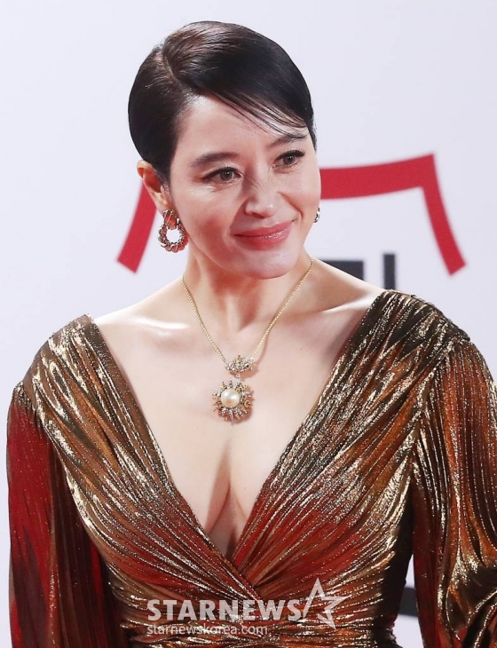 배우 김혜수가 24일 오후 서울 영등포구 여의도동 KBS 신관홀에서 진행된 '제44회 청룡영화상' 레드카펫 행사에 참석해 포즈를 취하고 있다. 2023.11.24 /사진=김창현