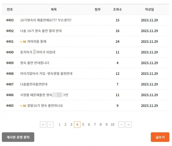 /사진=MBN '동치미' 시청자 게시판