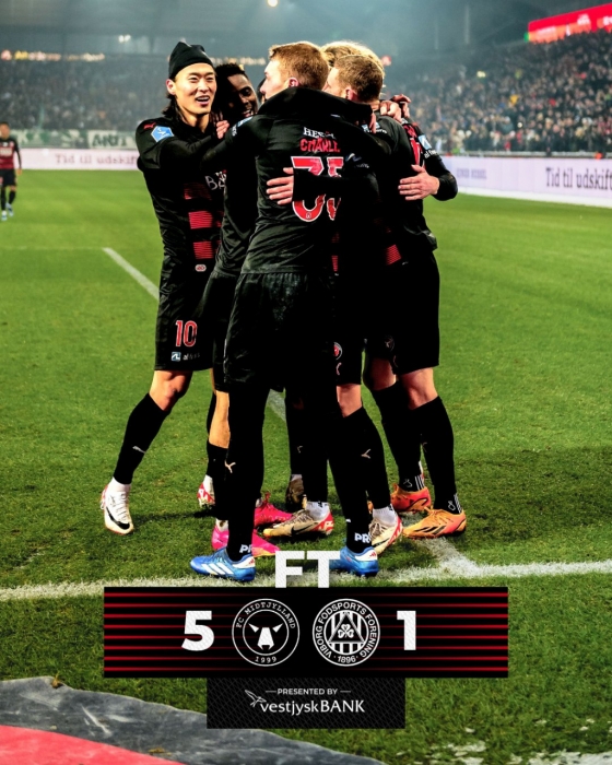 비보르전 5-1 대승을 알린 미트윌란 공식 채널. /사진=미트윌란 공식 SNS