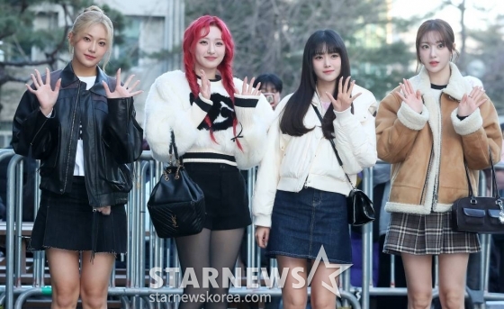 걸그룹 하이키가 26일 오전 서울 영등포구 여의도동 KBS 신관홀에서 진행된 KBS2 '뮤직뱅크' 리허설에 참석하며 포즈를 취하고 있다. 2024.01.26 /사진=김창현