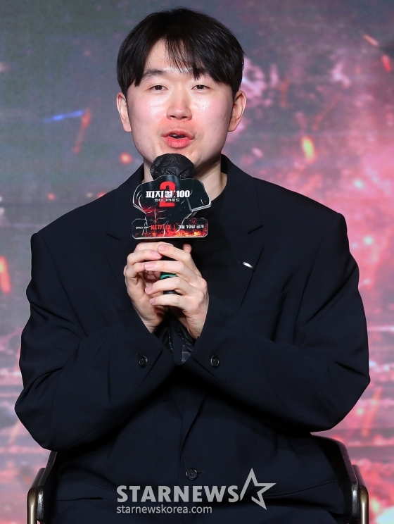 장호기 PD가 14일 오전 서울 마포구 호텔 나루 서울 엠갤러리에서 진행된 넷플릭스 오리지널 예능 '피지컬: 100 시즌2-언더그라운드' 제작발표회에 참석해 인사말을 하고 있다. '피지컬: 100'은 가장 완벽한 피지컬을 가진 최고의 '몸'을 찾기 위해, 최강 피지컬이라 자부하는 100인이 벌이는 극강의 서바이벌 게임 예능이다. 오는 19일 공개. 2024.03.14 /사진=김창현