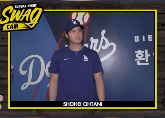오타니 쇼헤이가 영어로 인터뷰를 하고 있다. /사진=ESPN 공식 SNS 갈무리