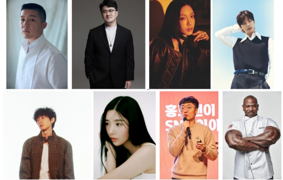 /사진=조세호(에이투지엔터테인먼트), 데프콘(데프콘), 태연(SM엔터테인먼트), 육성재(아이윌미디어), 코드 쿤스트(AOMG), 권은비(울림엔터테인먼트), 김선태(충주시), 안드레 러시(팀코리아나이즈)
